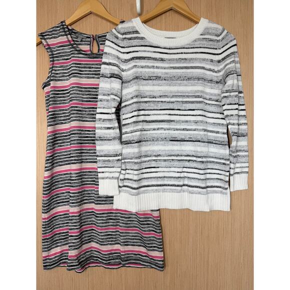 T By Talbots Striped Dress & Sweater Lot of 2 Womens Size Small Petite - Picture 1 of 16